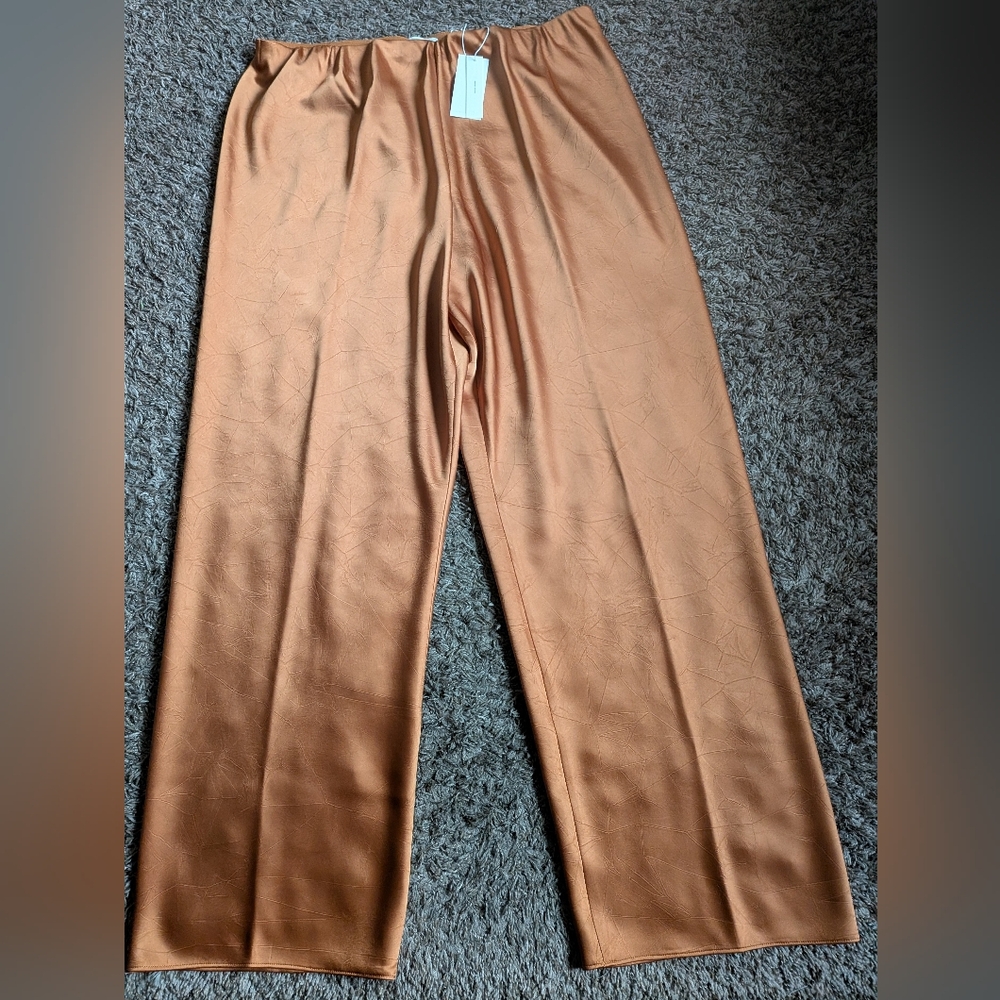 NWT Vince Burnt Orange Satin Bias Cut 32" Pants Women's 1X